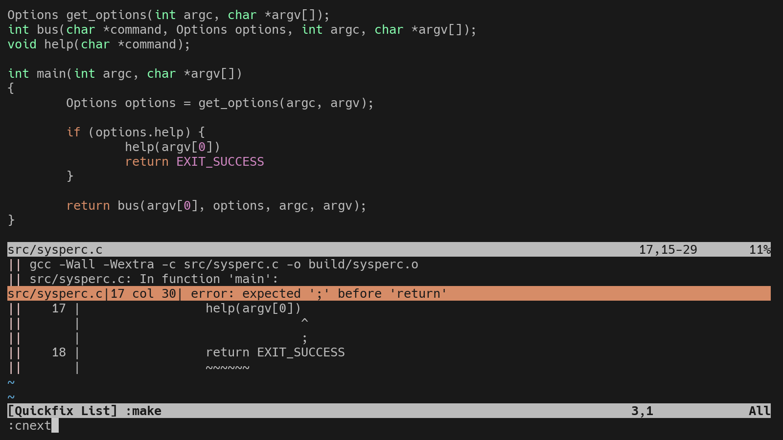 C with stock Vim