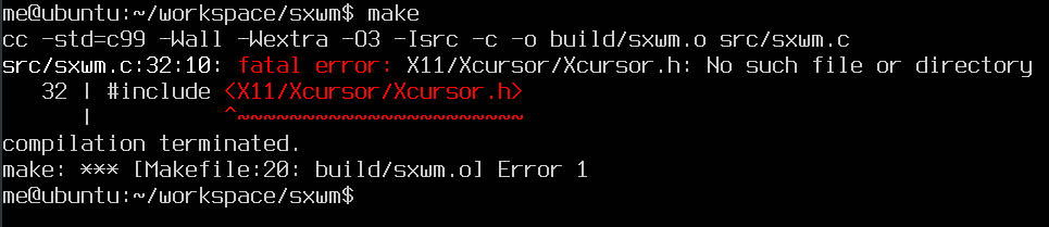 Missing XCursor